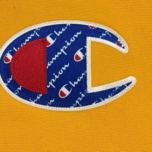 Champion LARGE Reverse Weave Big C Yellow Crewneck Sweatshirt - Picture 3 of 6